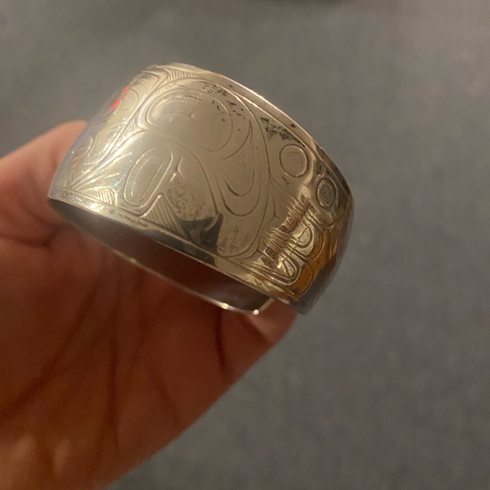 Engraved Silver Cuff Bracelet